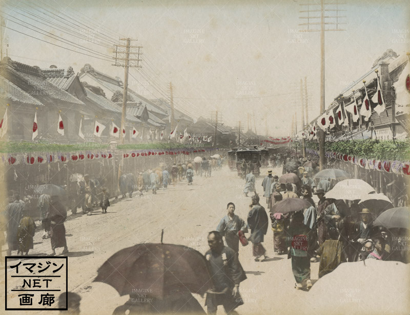 東京/日本橋の街並み/鉄道馬車/場所不明 | 幕末・明治・大正絵葉書と写真の資料室-イマジンネット画廊-